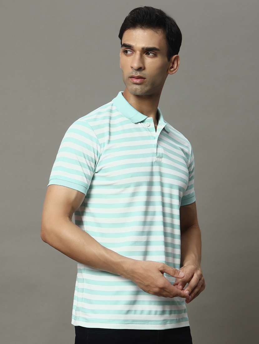men striped short sleeve regular fit polo t-shirt - 22009602 -  Standard Image - 1