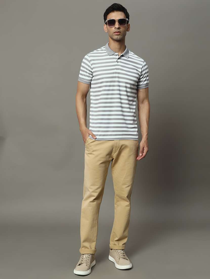 men striped short sleeve regular fit polo t-shirt - 22009603 -  Standard Image - 4