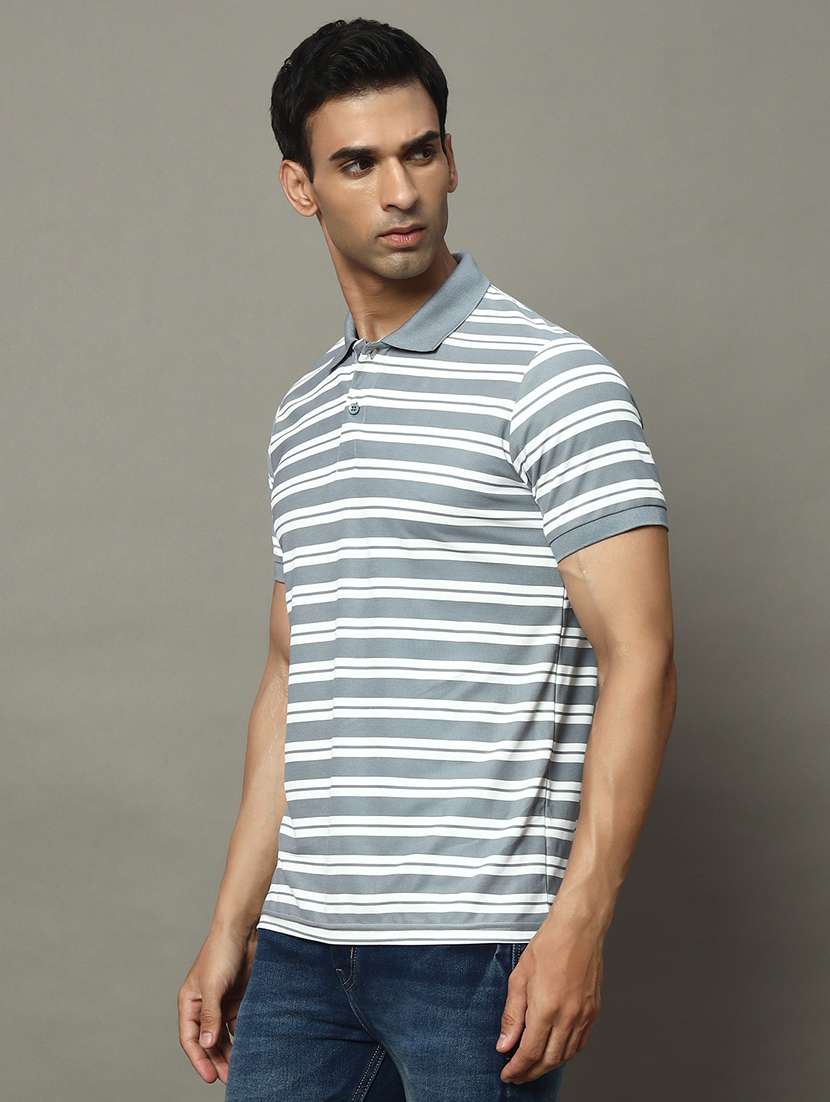 men striped short sleeve regular fit polo t-shirt - 22009604 -  Standard Image - 1