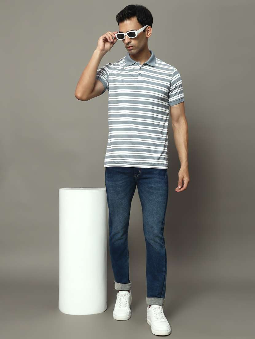 men striped short sleeve regular fit polo t-shirt - 22009604 - Standard Image - 4