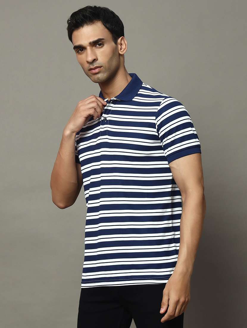 men striped short sleeve regular fit polo t-shirt - 22009606 -  Standard Image - 1