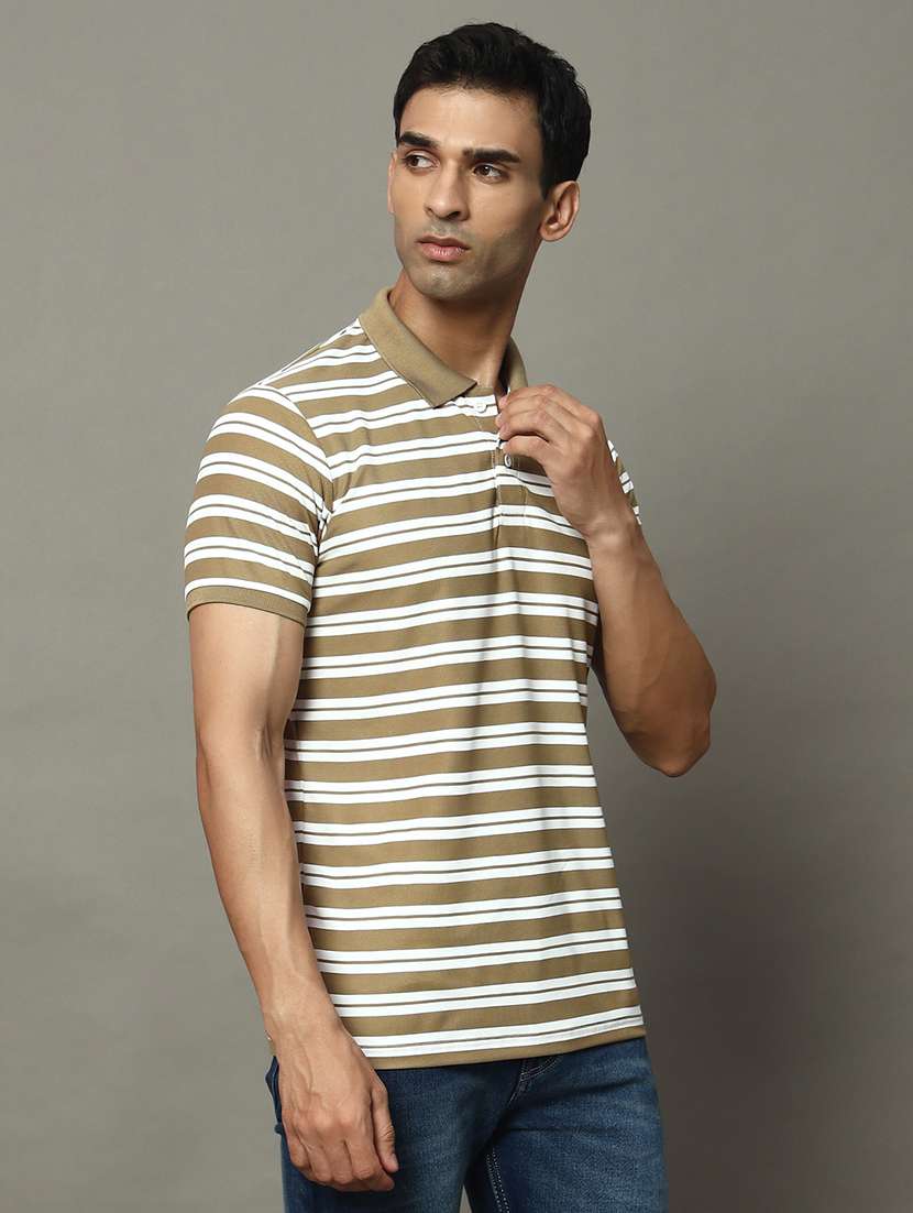 men striped short sleeve regular fit polo t-shirt - 22009607 - Standard Image - 1