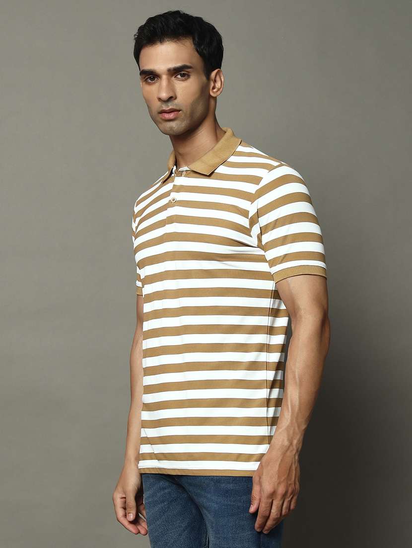 men striped short sleeve regular fit polo t-shirt - 22009608 -  Standard Image - 1