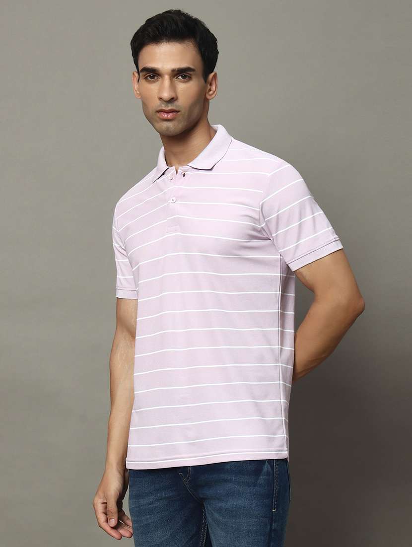 men striped short sleeve regular fit polo t-shirt - 22009612 - Standard Image - 1