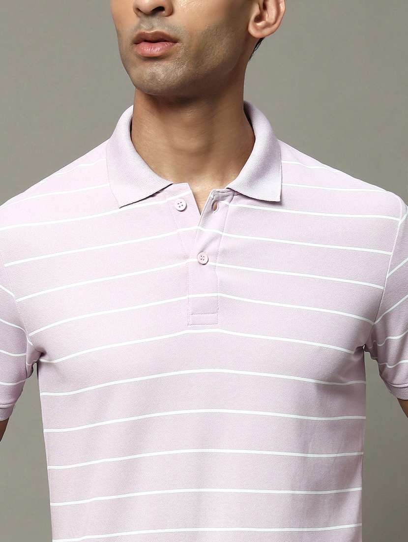 men striped short sleeve regular fit polo t-shirt - 22009612 - Standard Image - 4