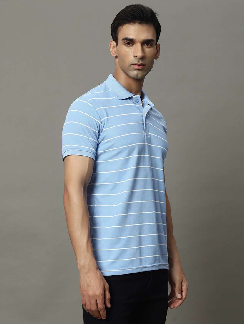 men striped short sleeve regular fit polo t-shirt - 22009614 -  Standard Image - 1