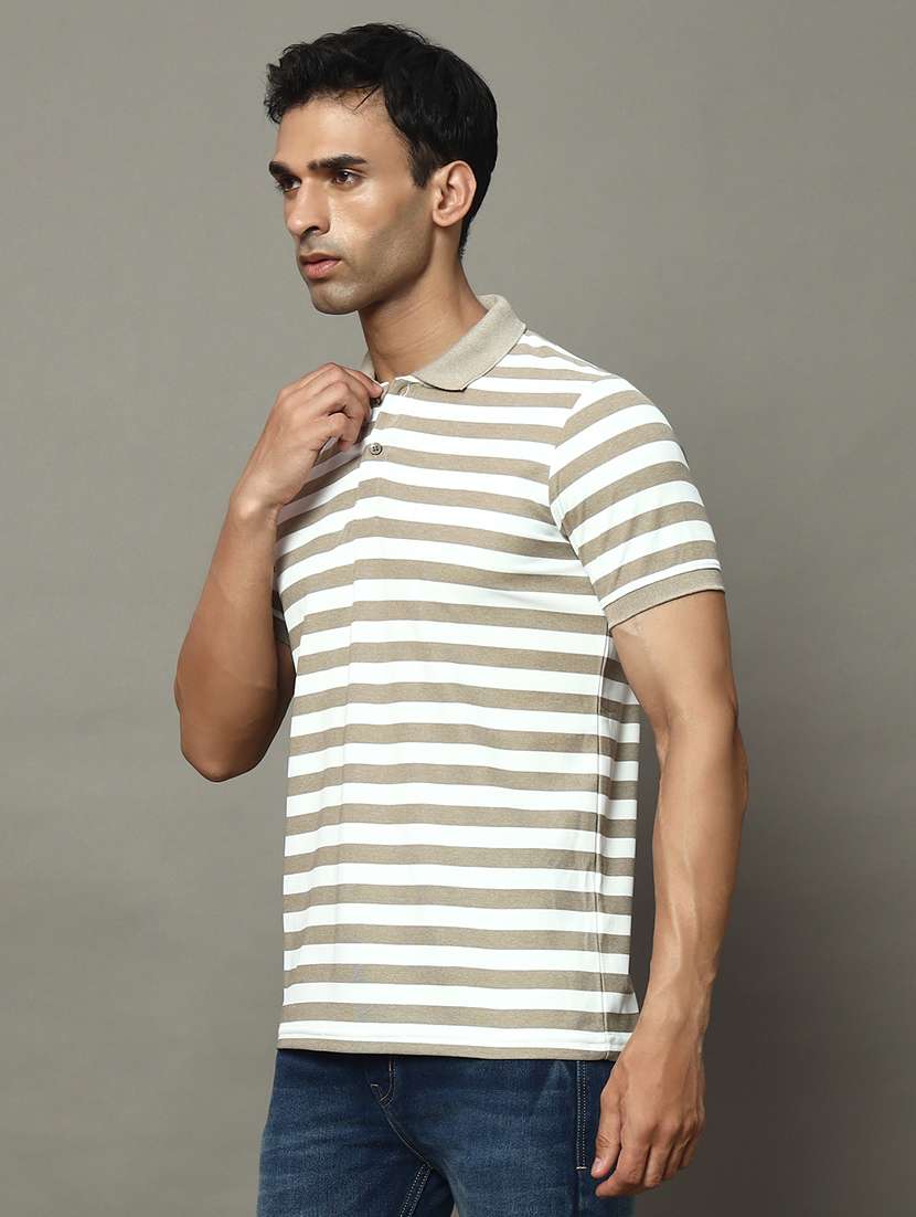 men striped short sleeve regular fit polo t-shirt - 22009616 -  Standard Image - 1