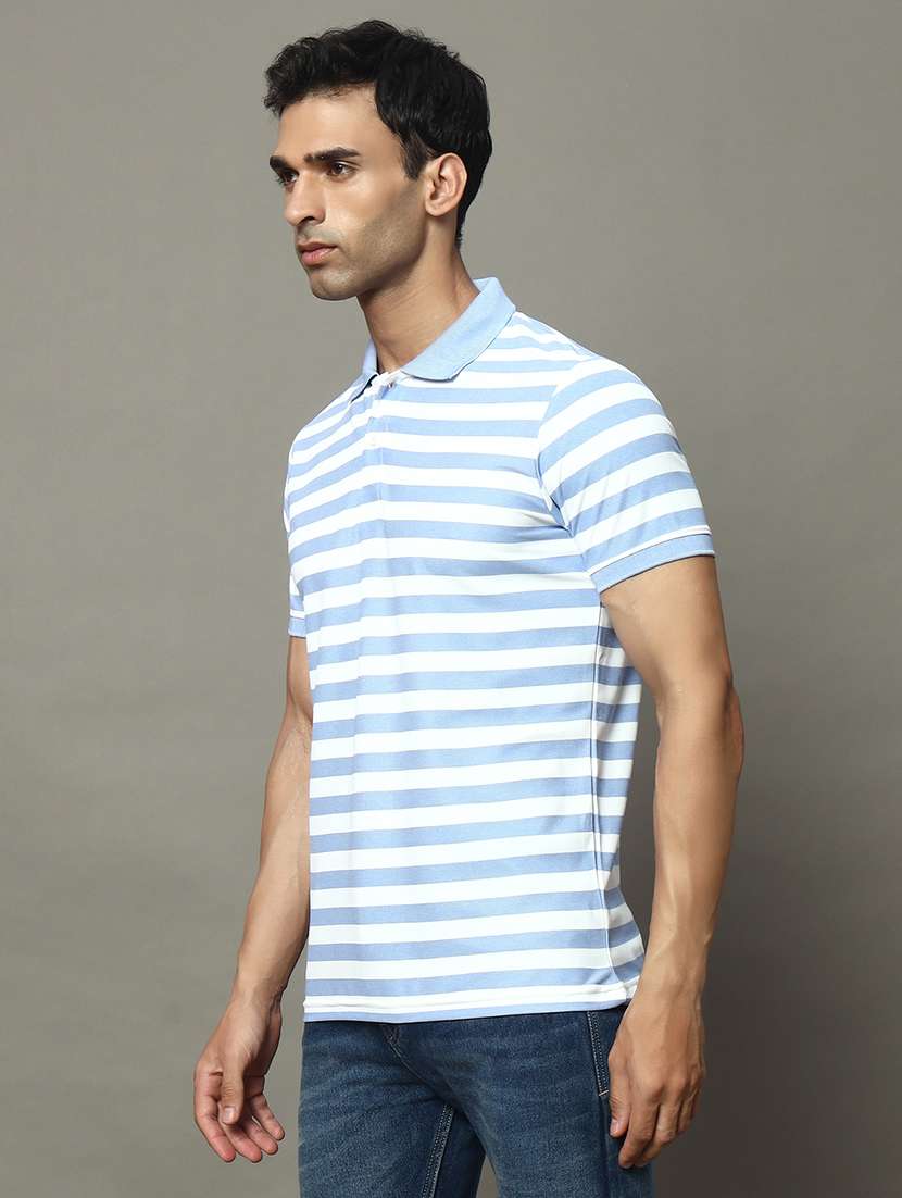 men striped short sleeve regular fit polo t-shirt - 22009617 -  Standard Image - 1