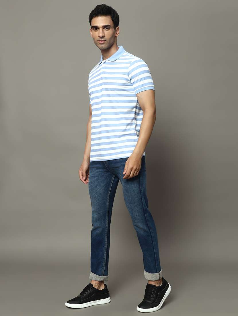men striped short sleeve regular fit polo t-shirt - 22009617 - Standard Image - 4