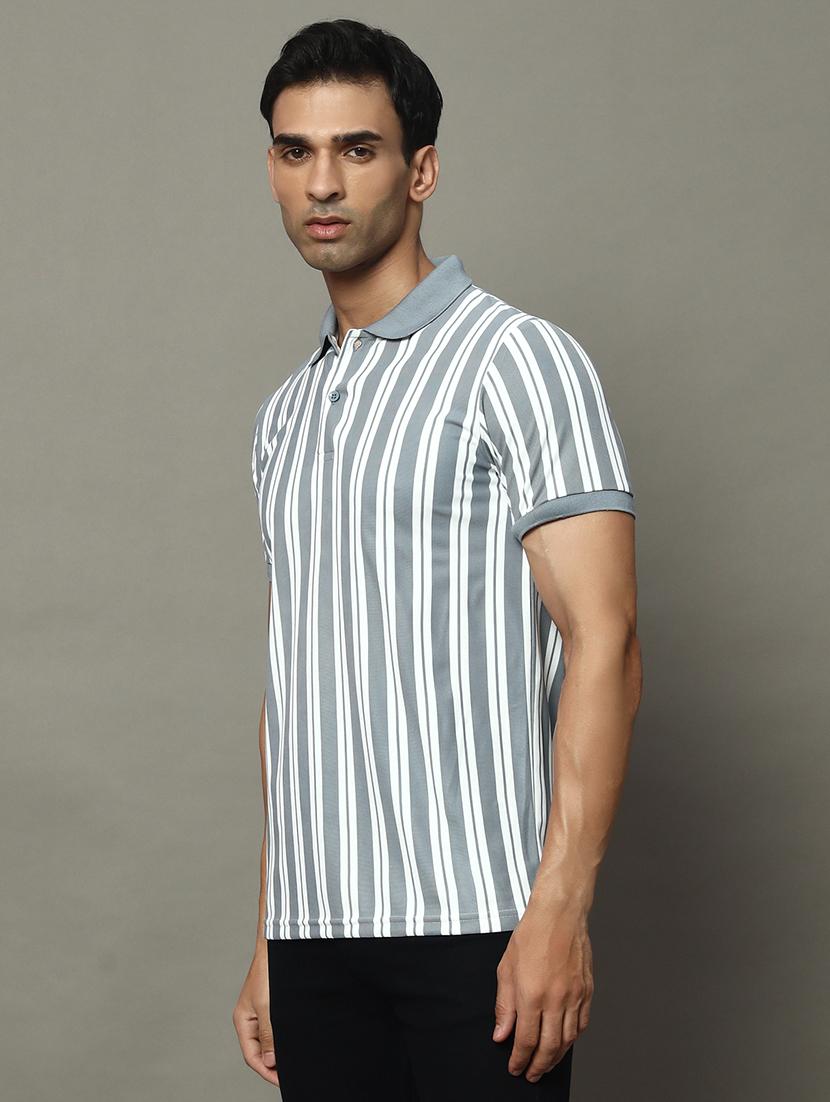 men striped short sleeve regular fit polo t-shirt - 22009618 - Standard Image - 1