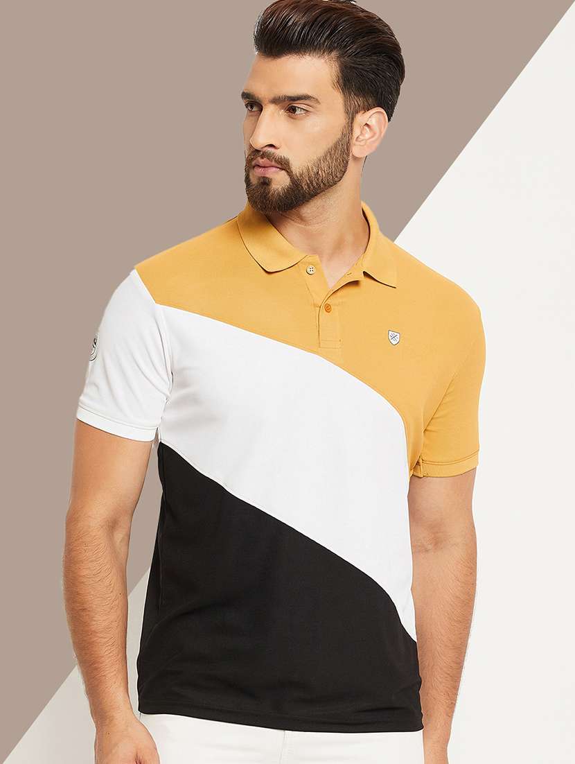men color block short sleeve regular fit polo t-shirt