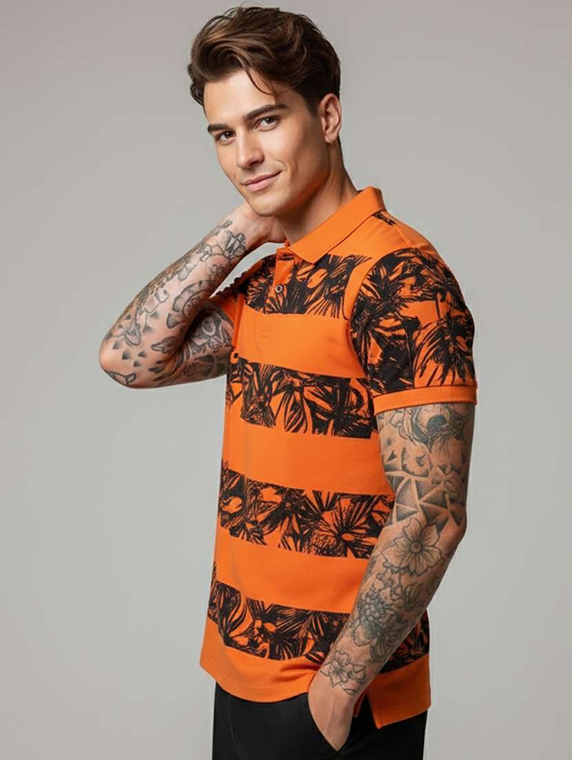 men printed short sleeve regular fit polo t-shirt - 22009651 -  Standard Image - 1