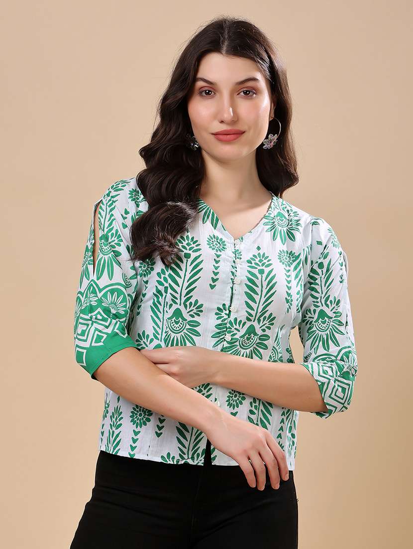 women printed puff sleeve regular top - 22009688 -  Standard Image - 1
