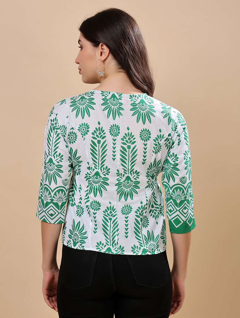 women printed puff sleeve regular top - 22009688 -  Standard Image - 4