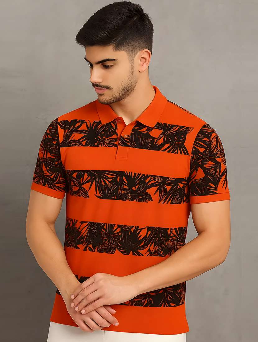 men printed short sleeve regular fit polo t-shirt - 22009691 -  Standard Image - 1