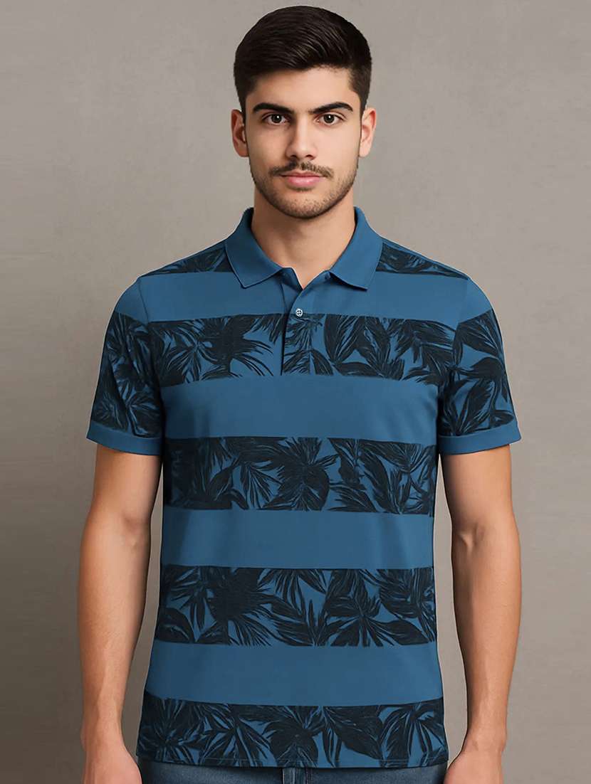 men printed short sleeve regular fit polo t-shirt