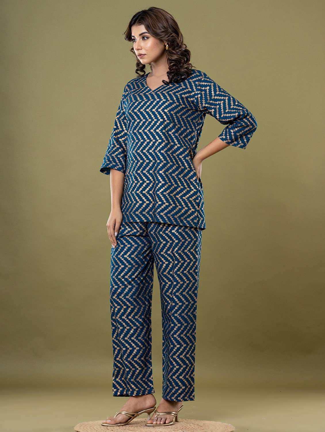 women printed top and trouser co-ord set - 22009696 - Standard Image - 1