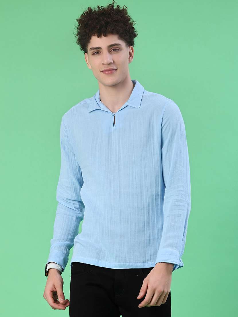 men solid mandarin neck short kurta - 22010332 -  Standard Image - 1