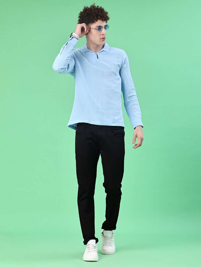 men solid mandarin neck short kurta - 22010332 -  Standard Image - 4