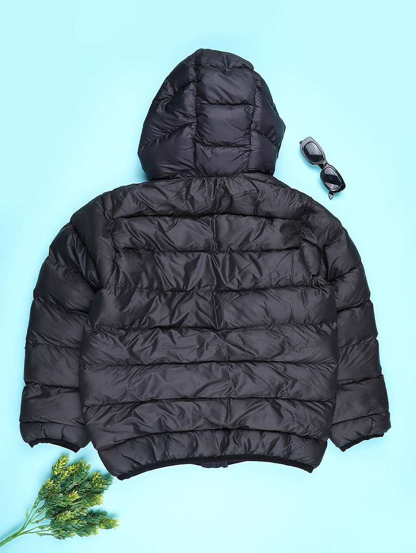 boys solid long sleeve hooded quilted jacket - 22010405 -  Standard Image - 1