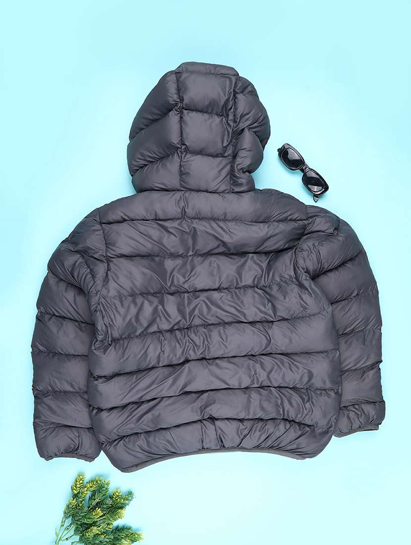 boys solid long sleeve hooded quilted jacket - 22010406 -  Standard Image - 1