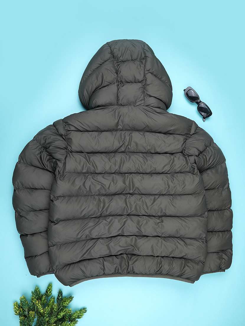 boys solid long sleeve hooded quilted jacket - 22010407 -  Standard Image - 1