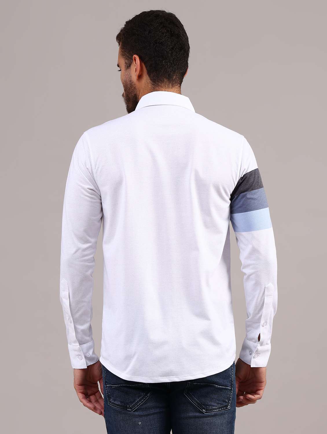 men printed collared long sleeve shirt - 22010423 -  Standard Image - 4