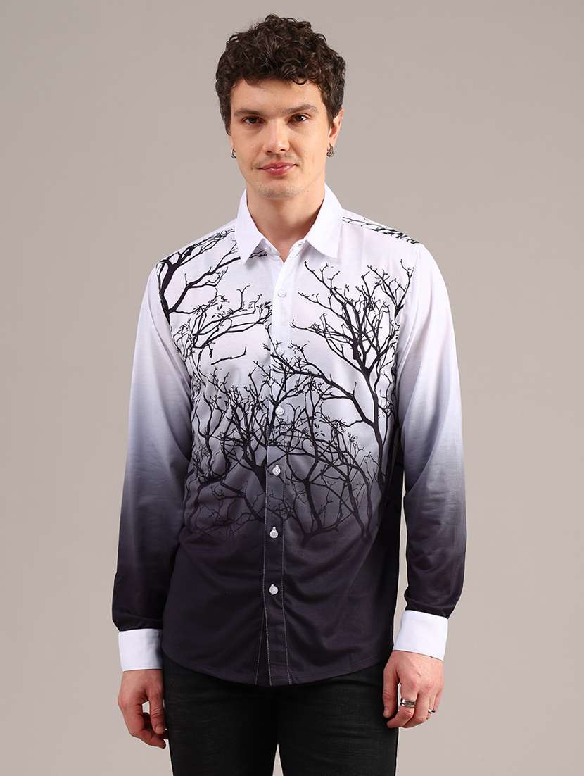 men printed long sleeve collared shirt - 22010450 -  Standard Image - 1
