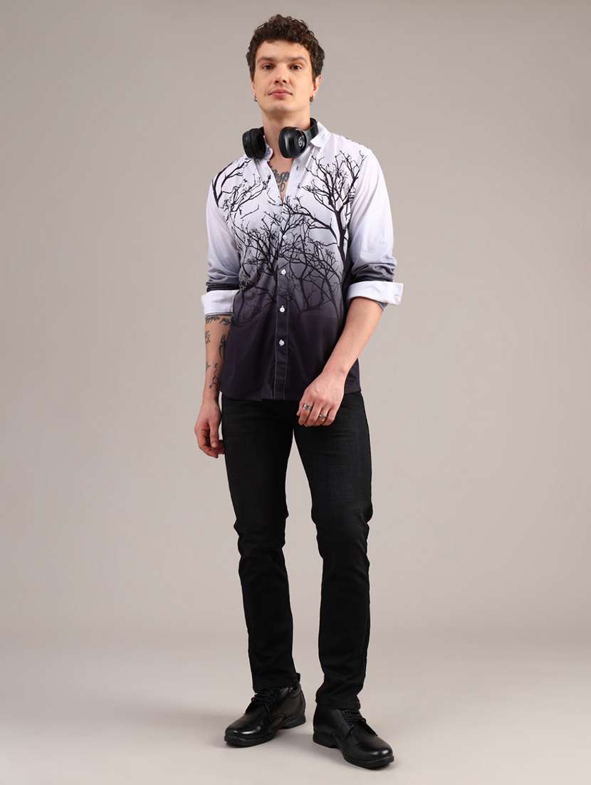 men printed long sleeve collared shirt - 22010450 -  Standard Image - 4