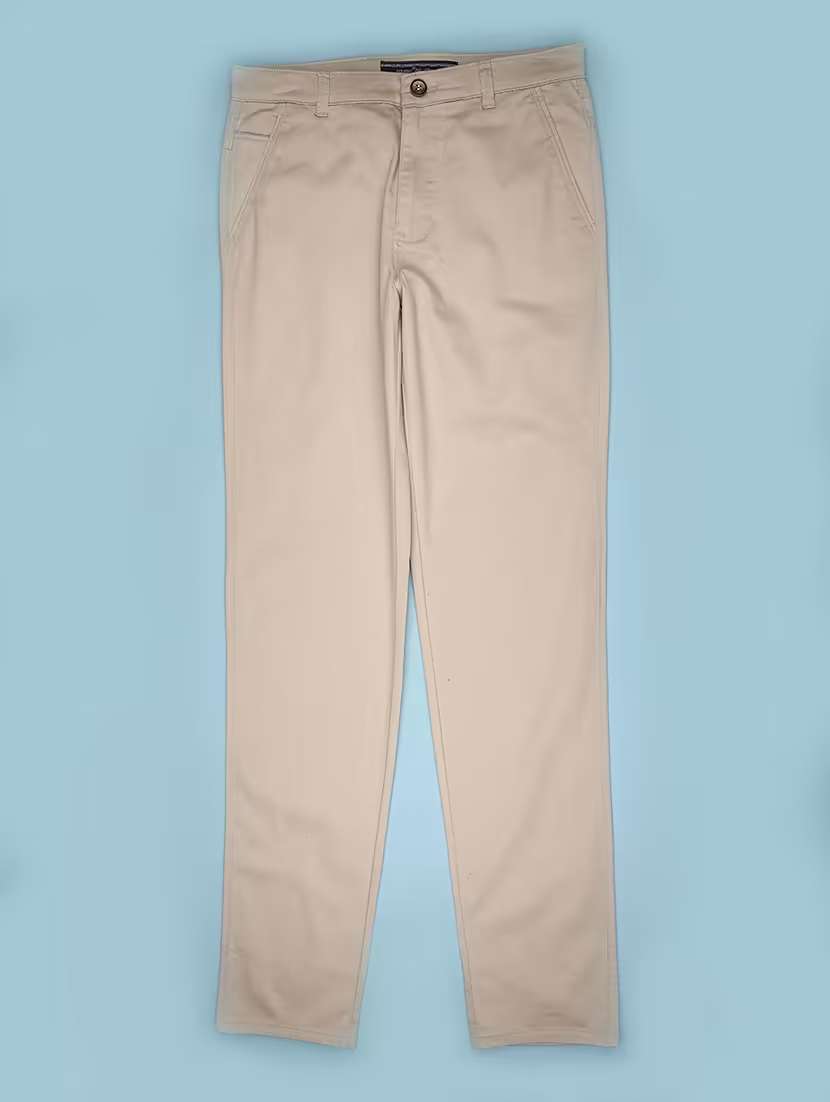 men solid mid rise chinos casual trouser - 22010602 -  Standard Image - 1