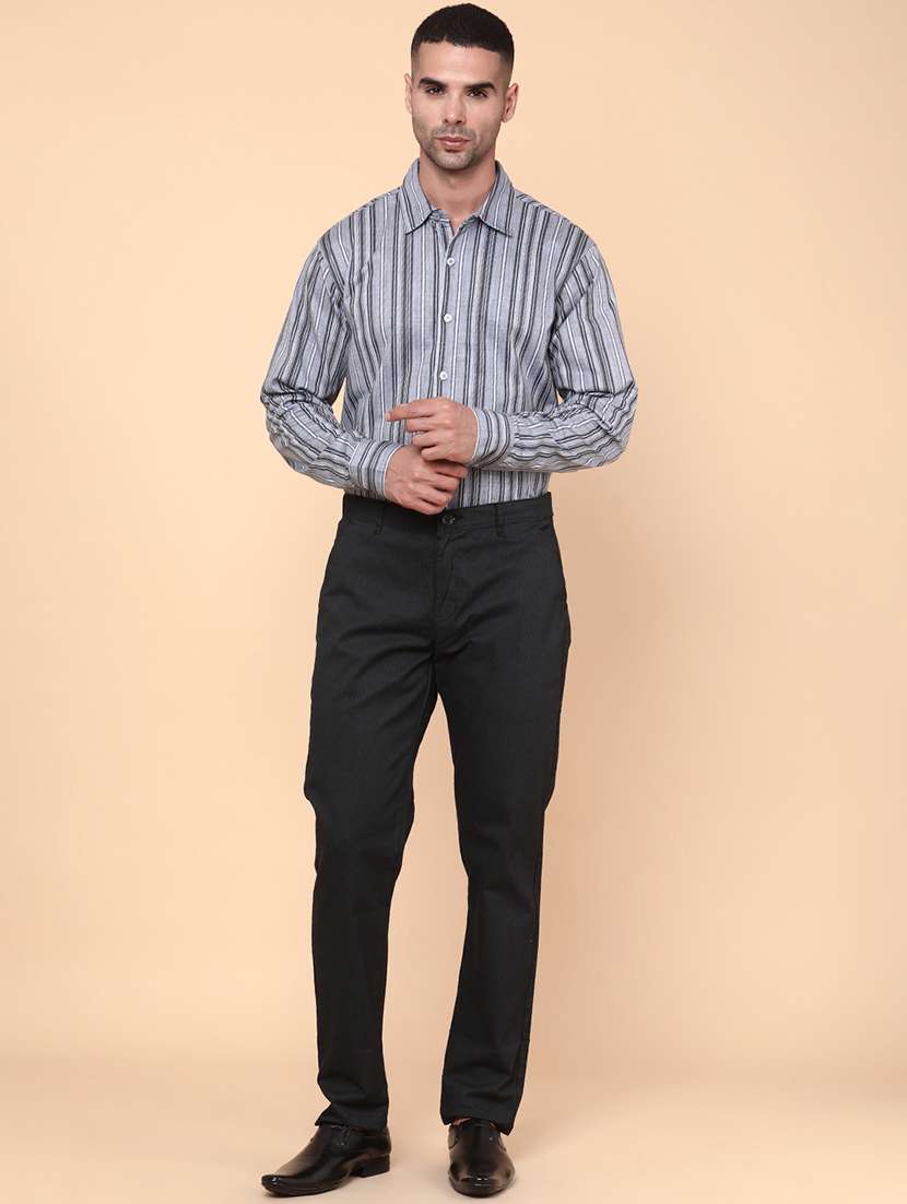 men grey cotton casual shirt - 22010634 -  Standard Image - 4