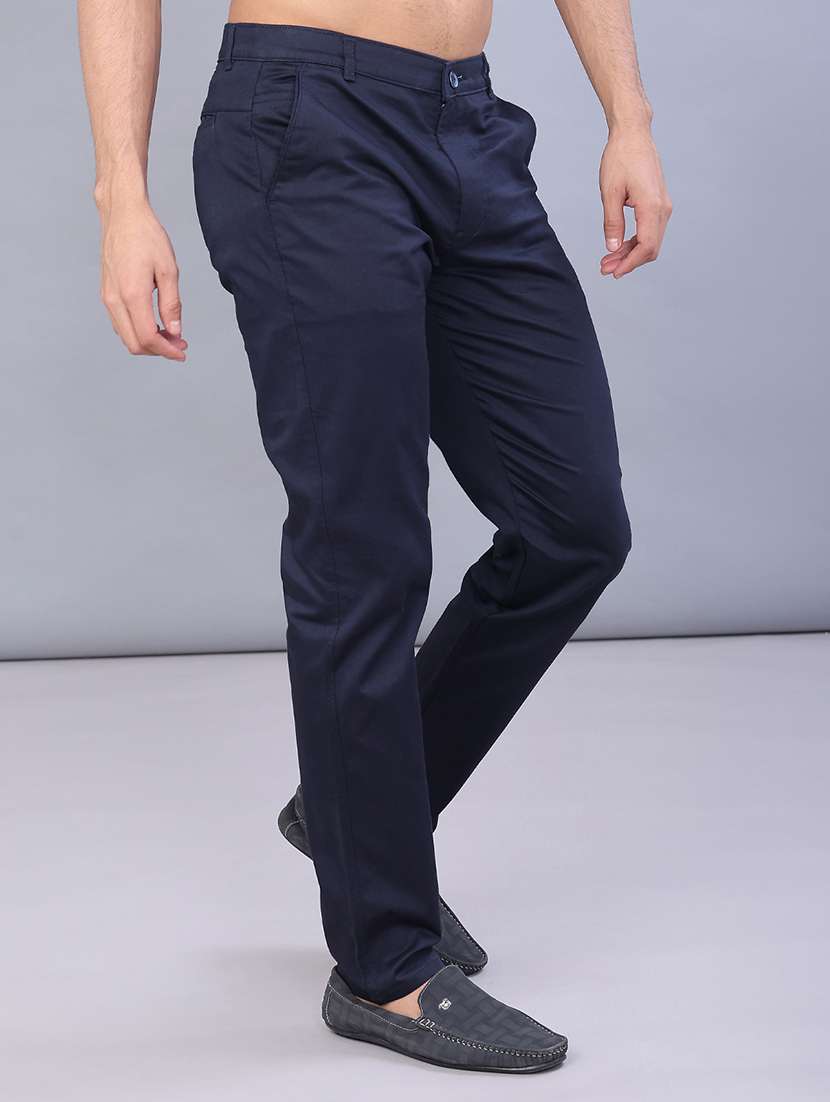 men solid mid rise slim fit chinos  - 22010667 -  Standard Image - 1