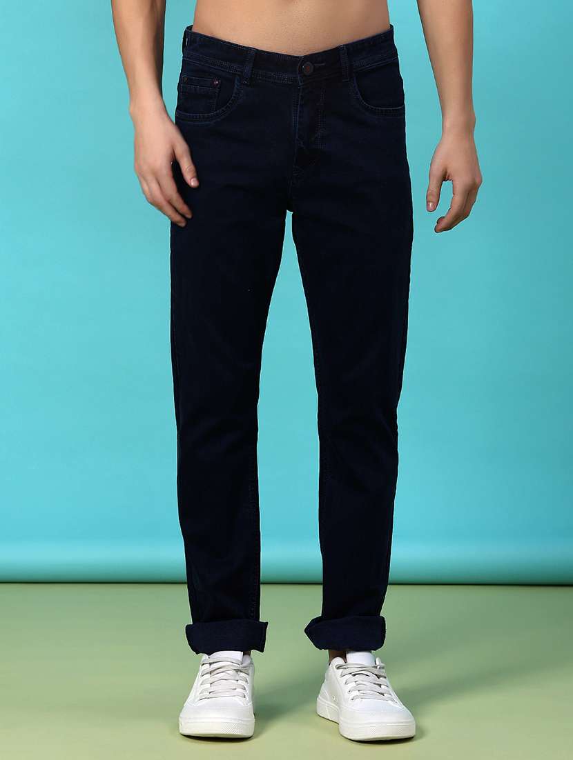 men plain mid rise full length jean