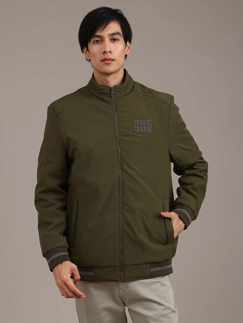 men solid long sleeve bomber jacket - 22011048 -  Standard Image - 1
