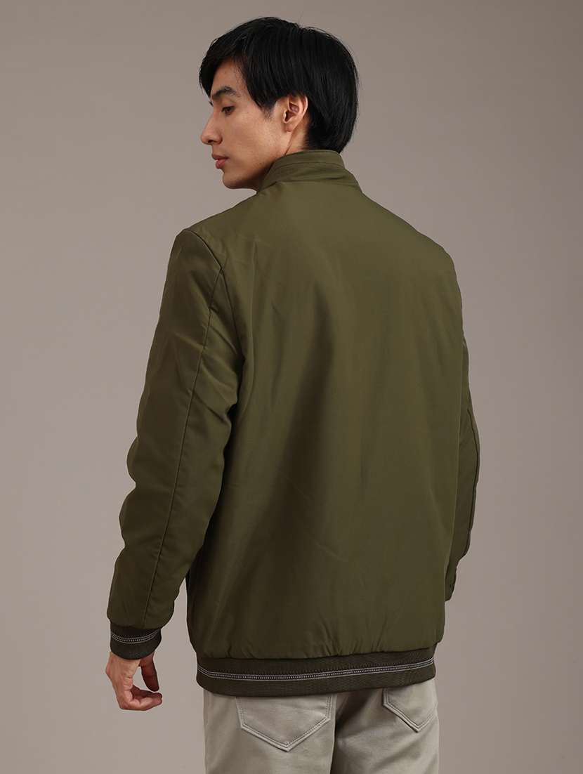 men solid long sleeve bomber jacket - 22011048 -  Standard Image - 4
