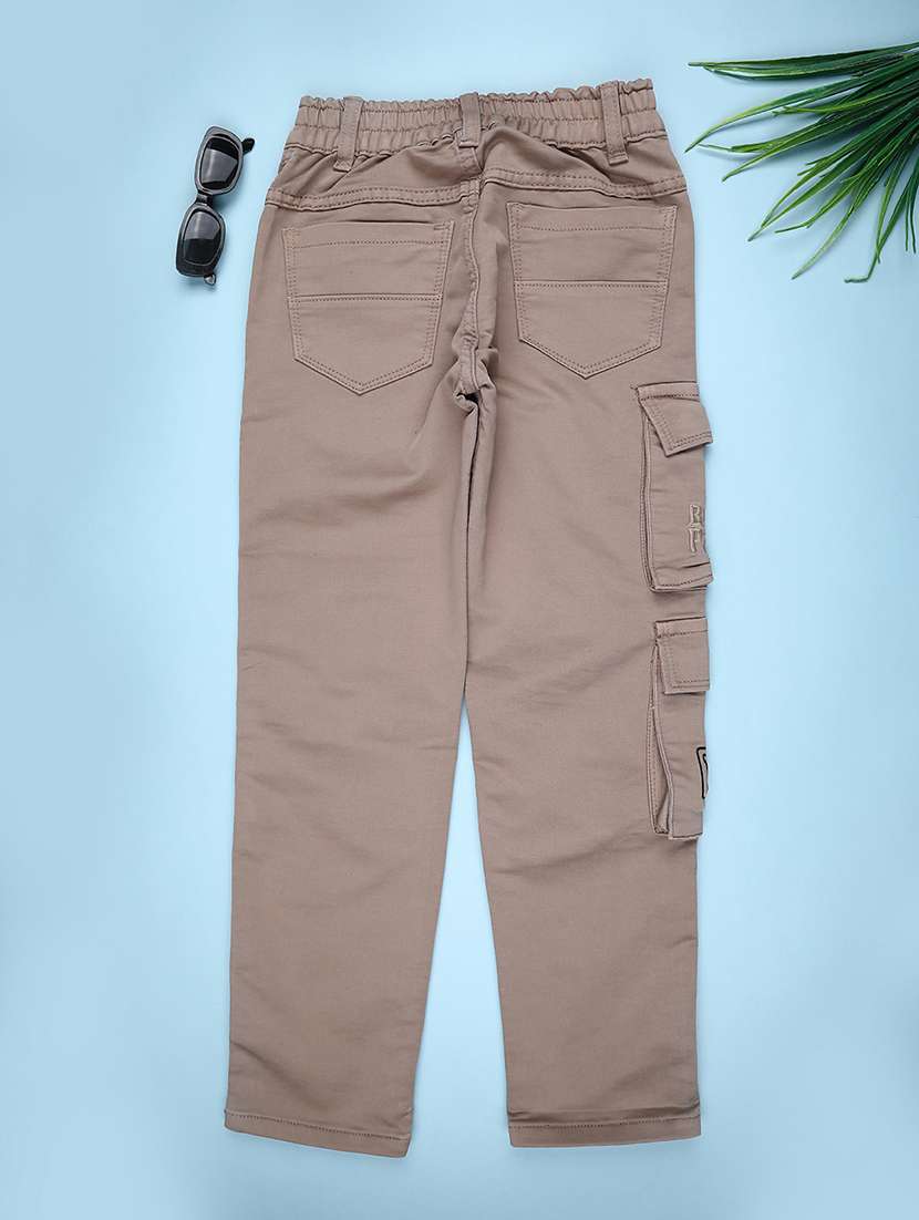 boys solid mid rise regular fit cargo - 22011149 -  Standard Image - 1