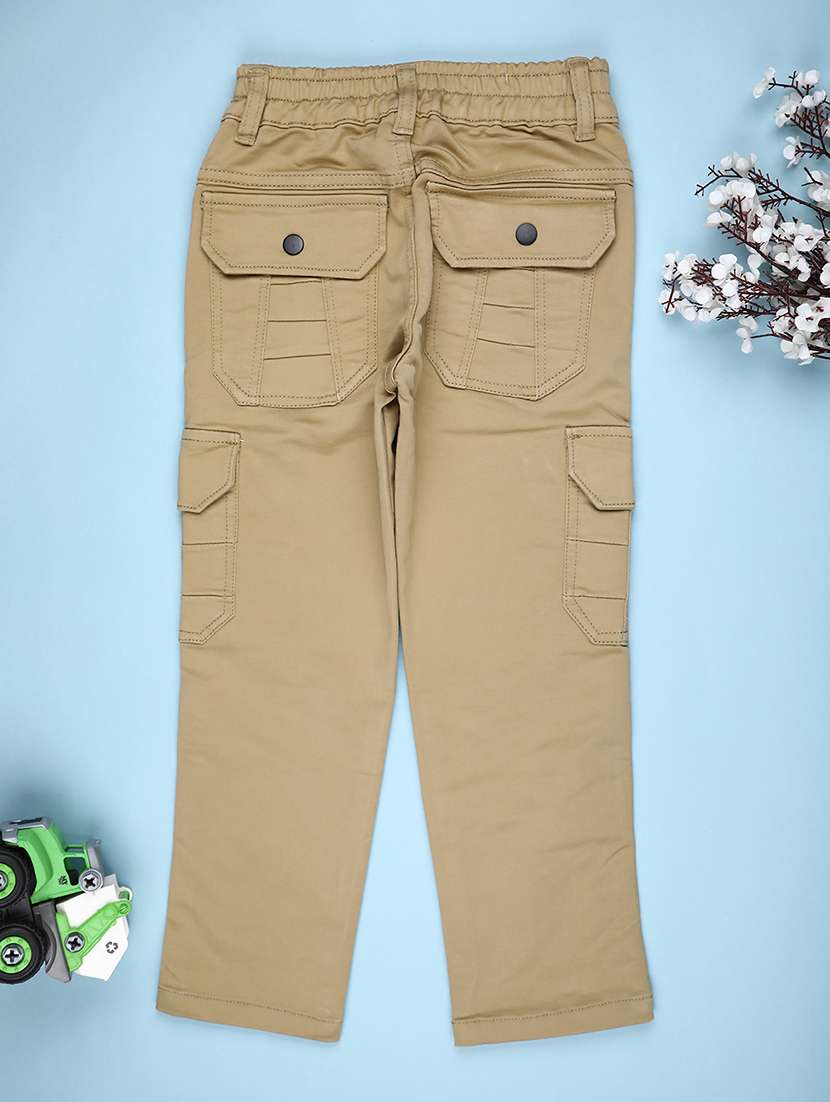 boys solid mid rise regular fit cargo - 22011152 -  Standard Image - 1