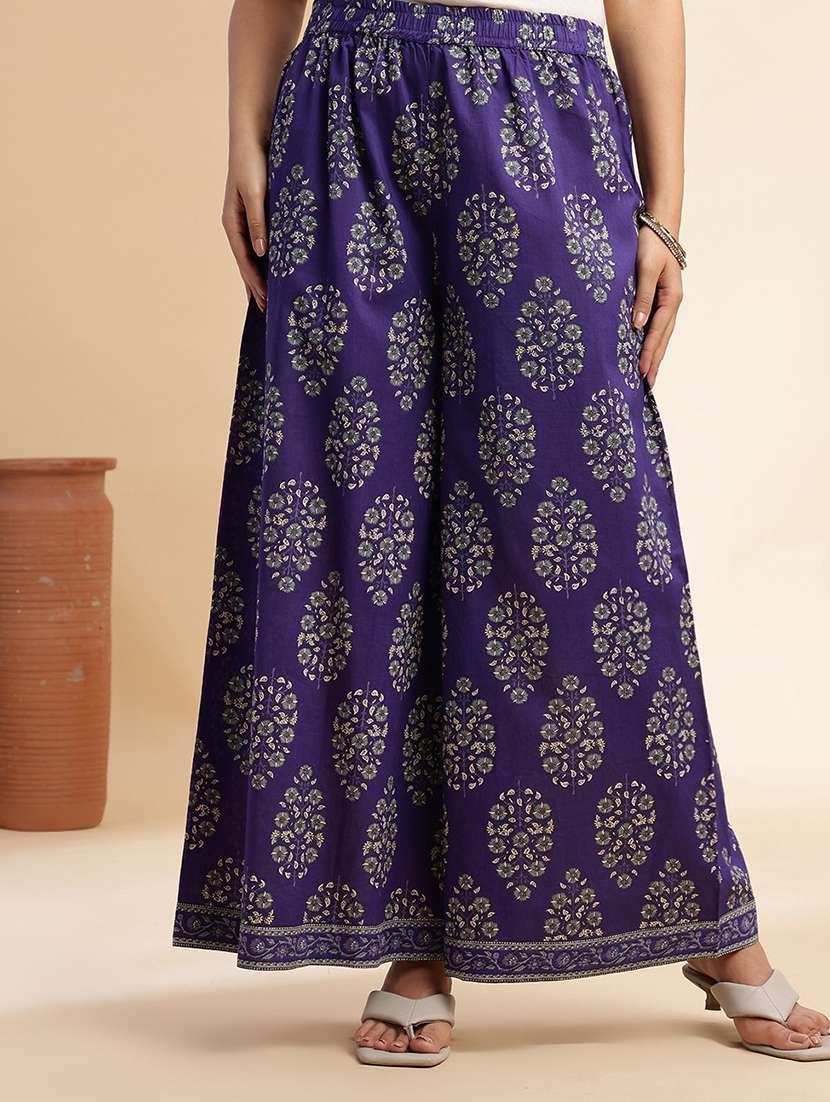 women floral three quarter sleeve kurta palazzo with dupatta set - 22011166 -  Standard Image - 4