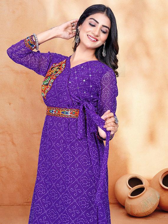 women bandhani printed long sleeve ethnic dress - 22011170 - Standard Image - 4