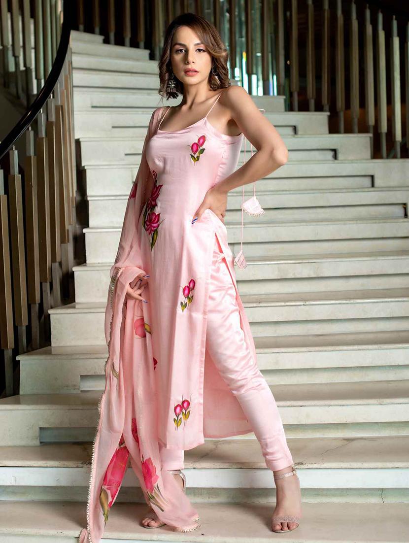 women floral printed sleeveless kurta pant with dupatta set - 22011208 - Standard Image - 1