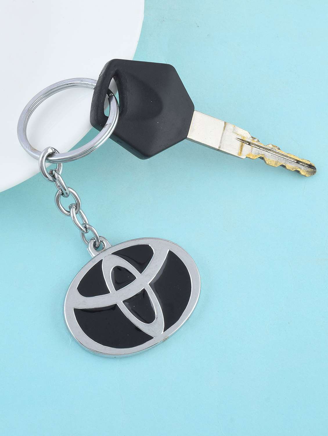 stainless steel black base car suv keychain