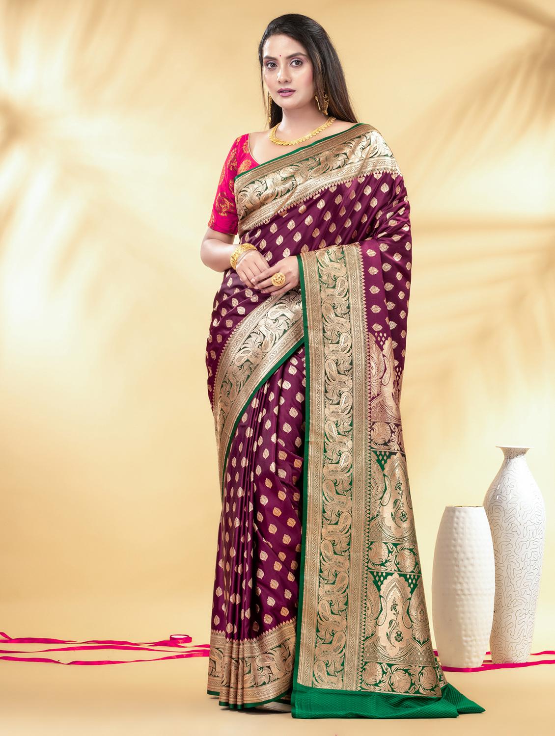 women self design banarasi saree with blouse - 22011338 -  Zoom Image - 0