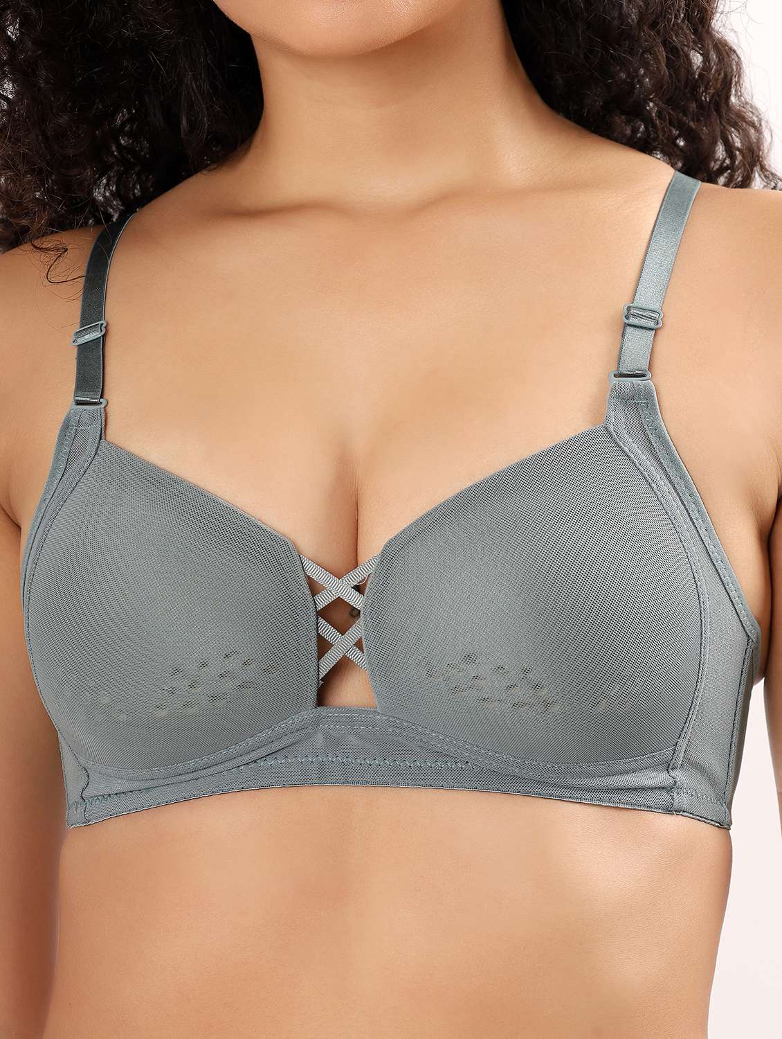 women solid lightly padded plunge bra - 22011375 -  Standard Image - 4
