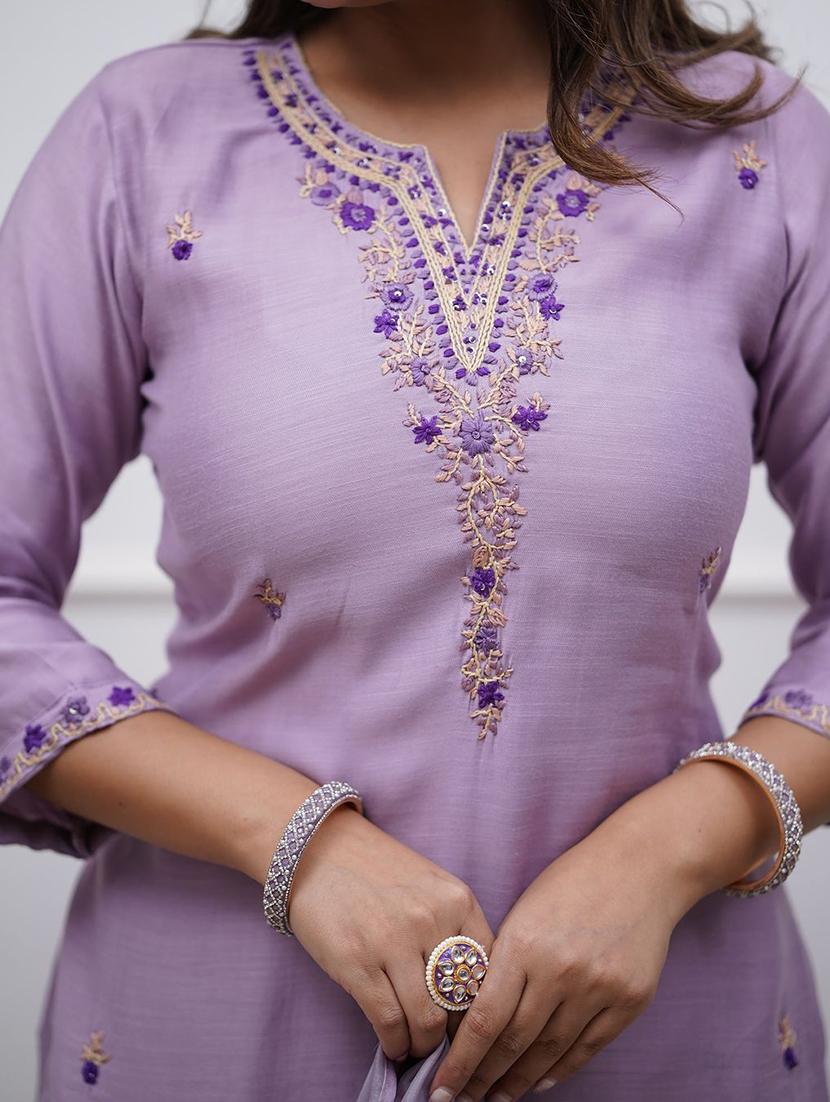 women embroidered three quarter sleeve kurta pant with dupatta set - 22011401 - Standard Image - 4