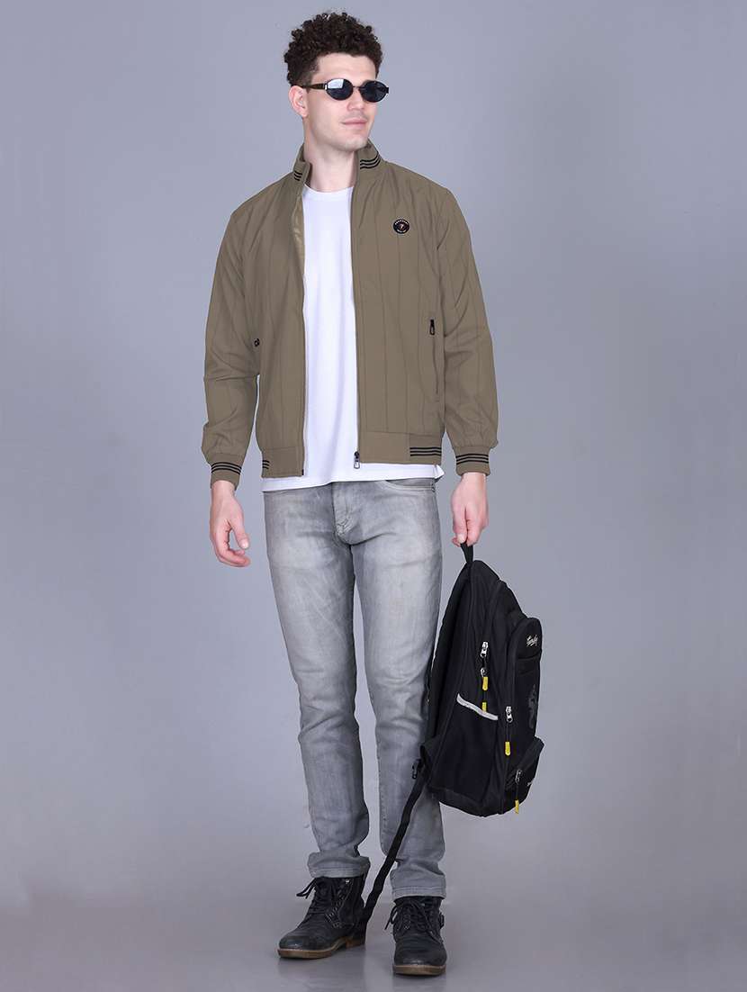 men solid long sleeve windcheater bomber jacket - 22011430 -  Standard Image - 4