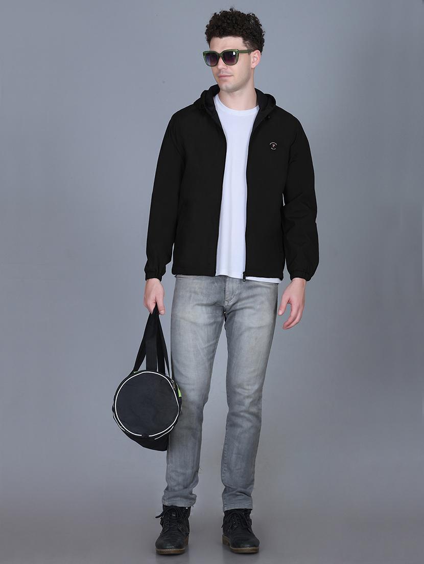 men solid long sleeve lightweight windcheater hooded jacket - 22011438 - Standard Image - 4