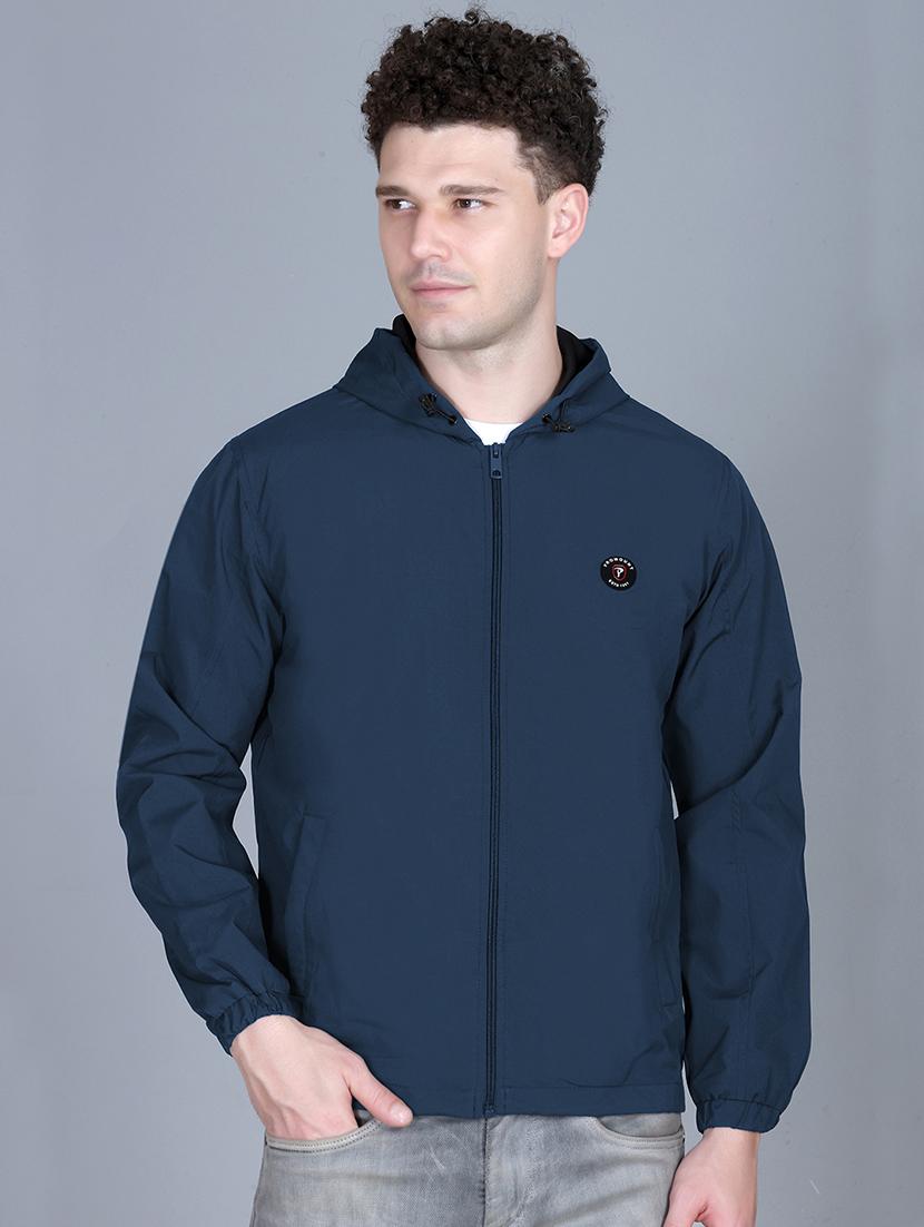men solid long sleeve lightweight windcheater hooded jacket - 22011439 - Zoom Image - 0