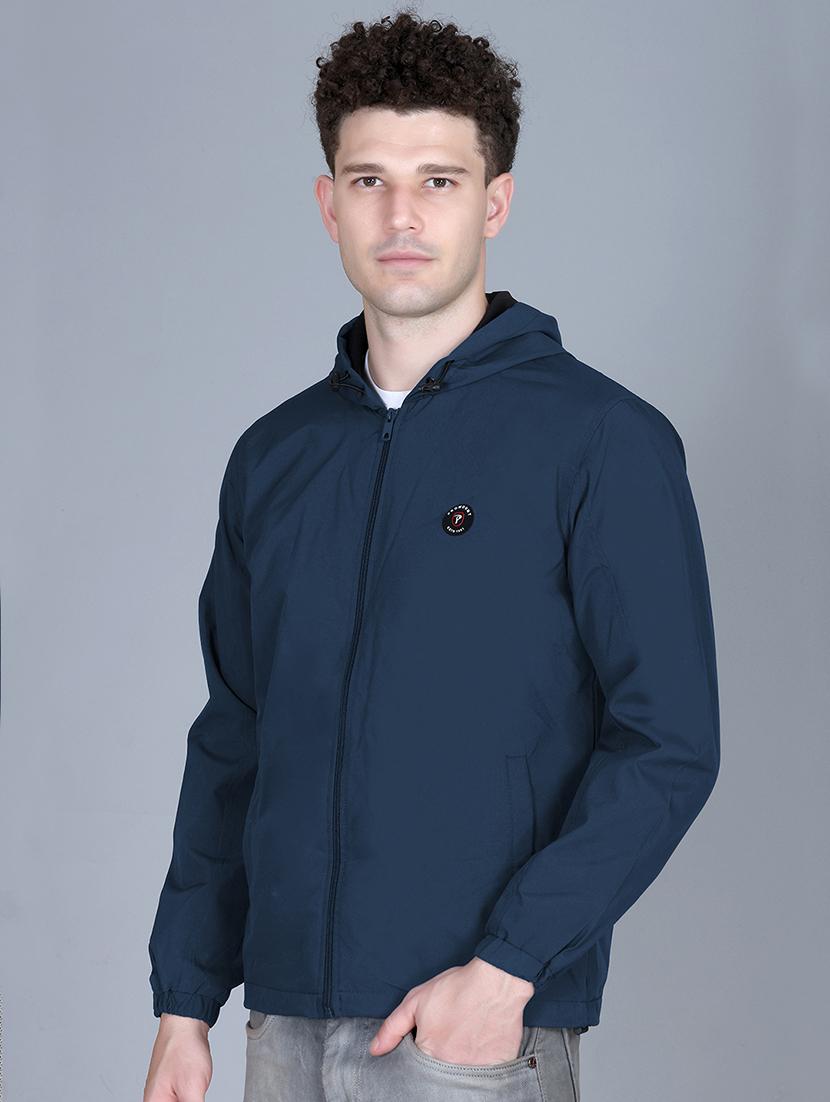 men solid long sleeve lightweight windcheater hooded jacket - 22011439 - Standard Image - 1