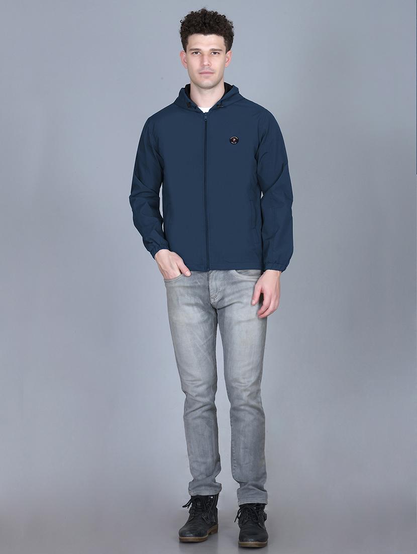 men solid long sleeve lightweight windcheater hooded jacket - 22011439 - Standard Image - 4