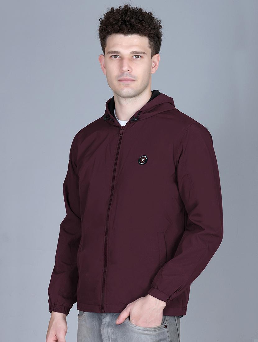 men solid long sleeve lightweight windcheater hooded jacket - 22011442 - Standard Image - 1